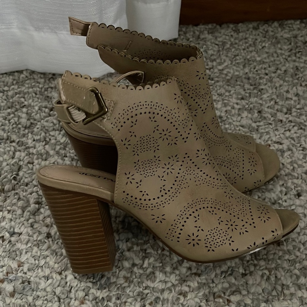 Tan heeled sandals